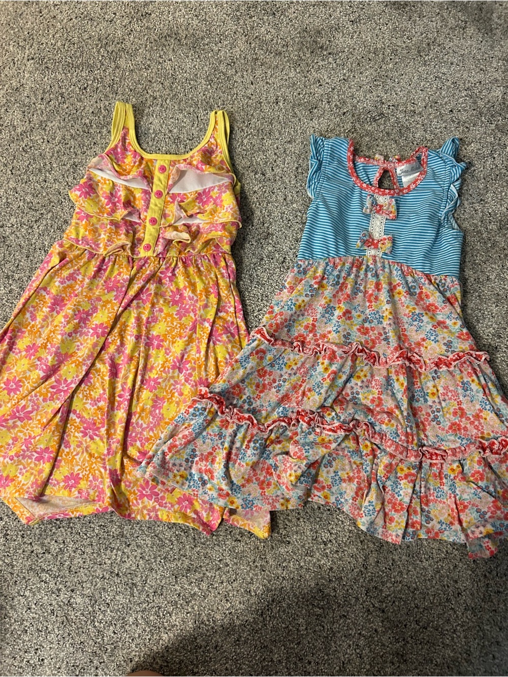 Girls Yellow & Pink Floral Ruffle Sundress - Jona Michelle - 6
